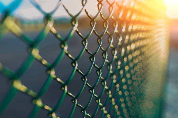istock fence with metal grid in perspective 928863550
