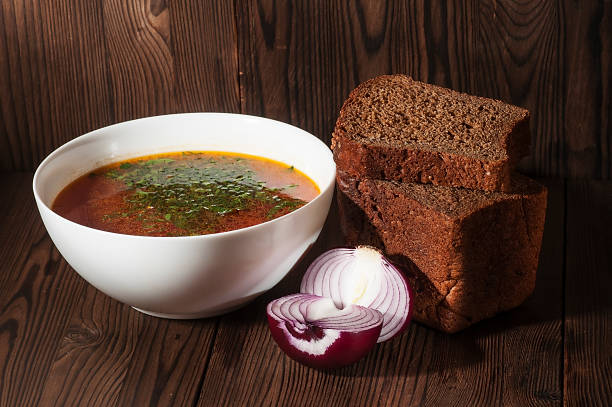 istock Traditional Russian rural dinner. Borscht, 928866576