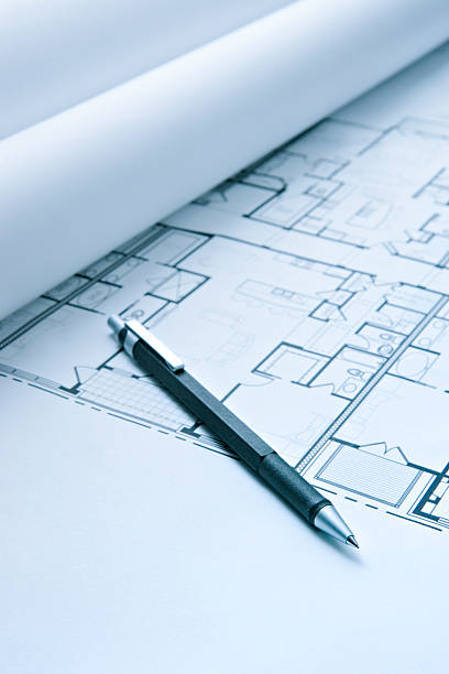 istock Blue Print Floor Plans with Mechanical Pencil 92886662