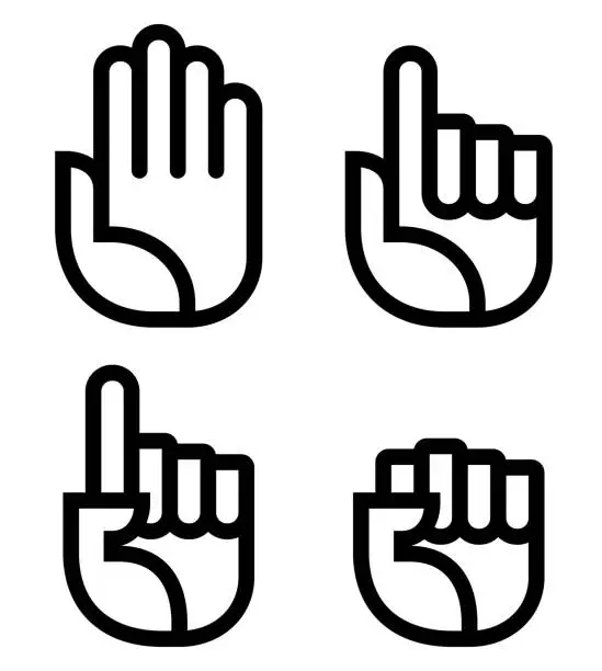 Vector illustration of Hand icons set