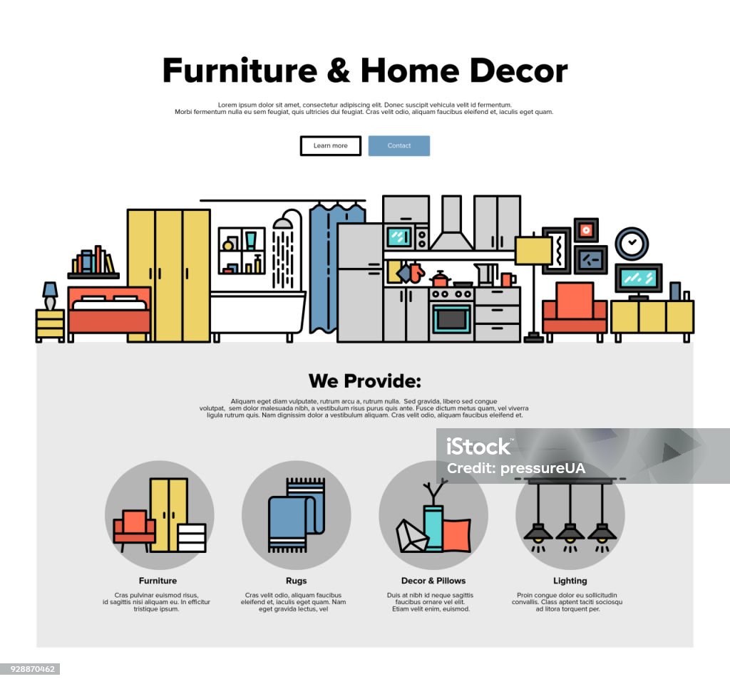 Home Decoration Flat Line Web Graphics Stock Illustration - Download ...