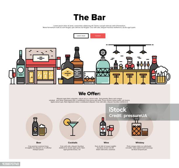 Local Bar Graphiques Web Ligne Plate Vecteurs libres de droits et plus d'images vectorielles de Bière - Bière, Icône, Vin