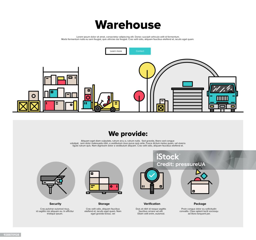 Warehouse Storage Flat Line Web Graphics Stock Illustration - Download ...