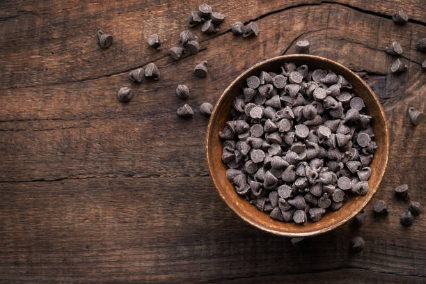Chocolate chips or morsels in a bowl