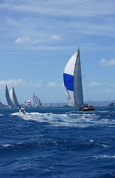 istock Gliding with spinnakers. Beautiful yachts in the ocean. 92887498