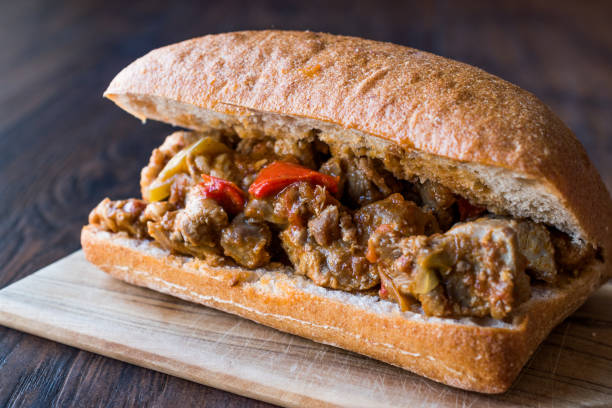 istock Saute Turkey Meat Sandwich with Ciabatta Bread. 928881834