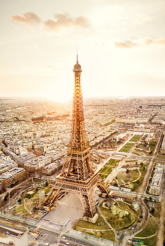 Aerial view of the Eiffel tower