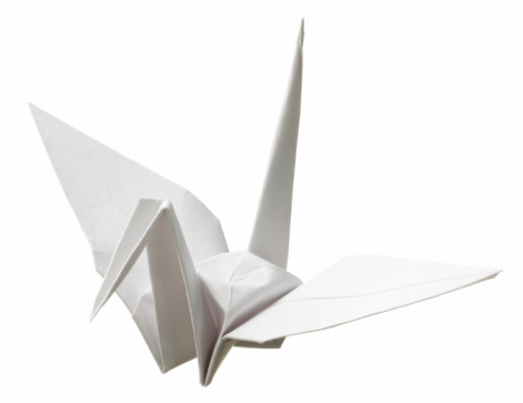 A paper origami crane.