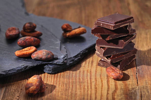 istock Broken dark chocolate, cocoa powder and coffee beans 928902724