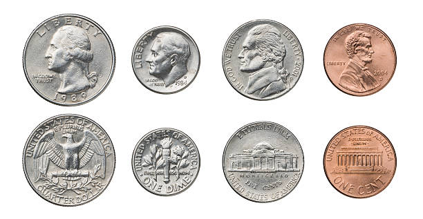 미국 동전 더미 - 동전 뉴스 사진 이미지
