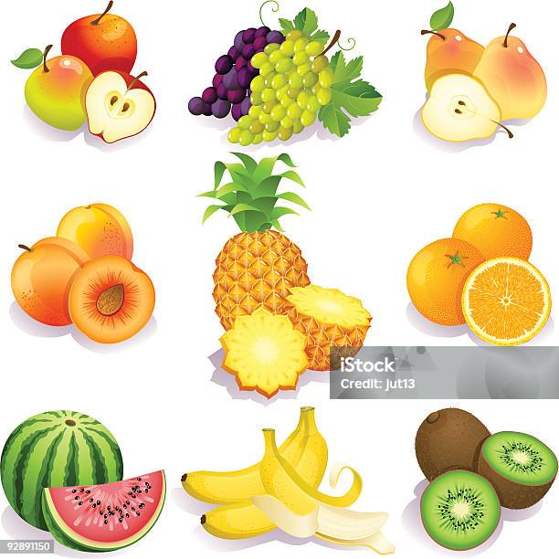 Graphic Illustration Of Various Fruits Stock Illustration - Download Image Now - Apple - Fruit, Apricot, Banana