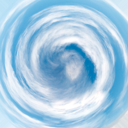 Spiral tunnel from clouds background