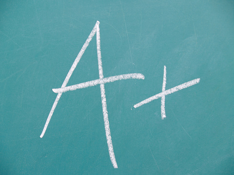 an A+ Grade on a chalkboard.