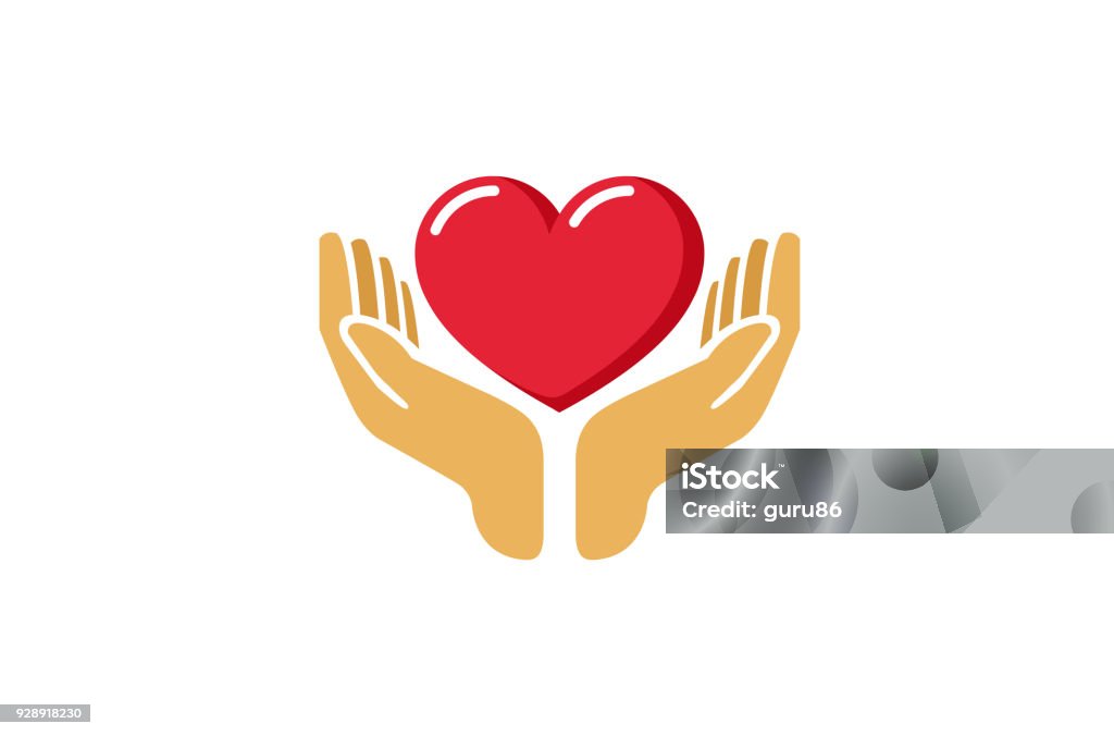 Love Giving Heart Love Hands Holding icon, Heart Shape stock vector