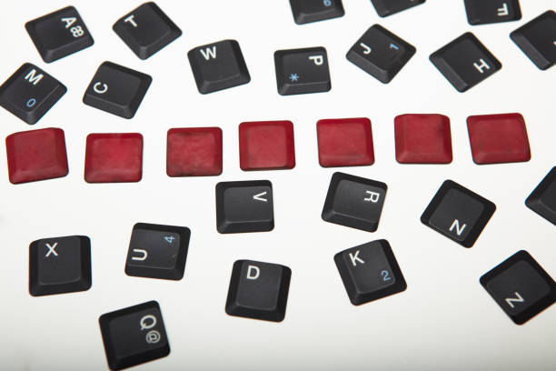 about text from scattered keyboard keys isolated on white background