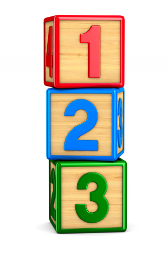 block with number on white background. Isolated 3D illustration