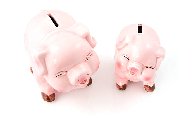 istock Two laughing pink piggy bank 92894908