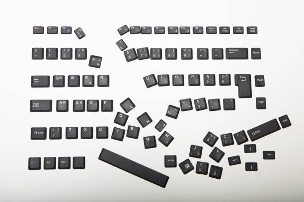 Loose covers for the keys on a computer keyboard stock photo