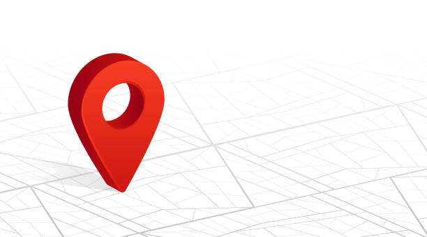 GPS navigator pin checking red color on city street map white background. Vector illustration vector art illustration