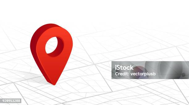 Gps Navigator Pin Checking Red Color On City Street Map White Background Vector Illustration Stock Illustration - Download Image Now