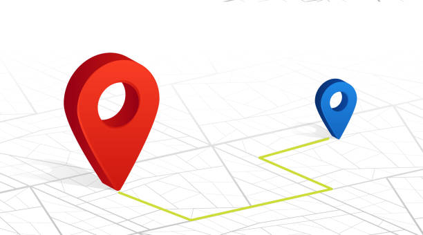istock GPS navigator pin checking point to point red color on white city street background. 928955740