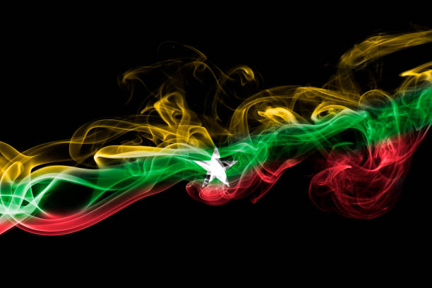 istock Myanmar, Burma flag smoke 928957808
