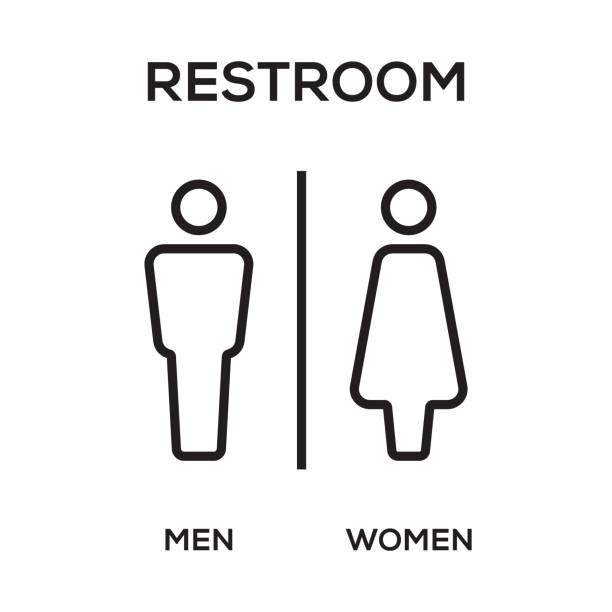 illustrations, cliparts, dessins animés et icônes de wc / toilette porte plaque. hommes et femmes signent pour toilettes. - bathroom