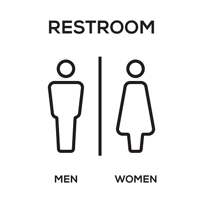 WC / Toilet Door Plate. Men and Women Sign for Restroom.