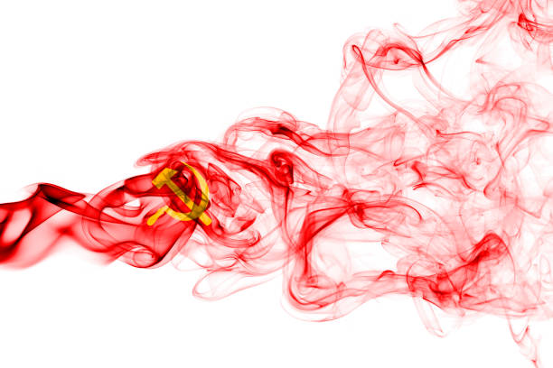 istock Communist national smoke flag 928963838