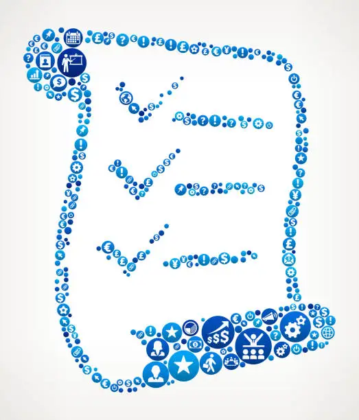 Vector illustration of Check list Business and Finance Blue Icon Pattern