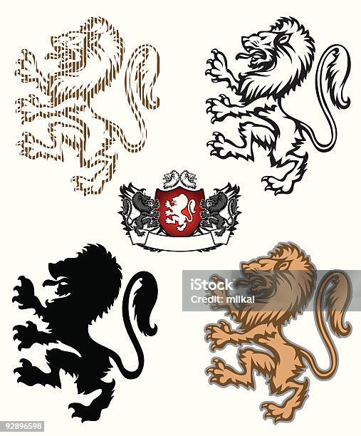 Leão Heraldry - Arte vetorial de stock e mais imagens de Animal - Animal, Antigo, Antiguidade