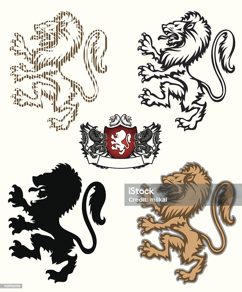 Лев heraldry - Векторная графика Антиквариат роялти-фри