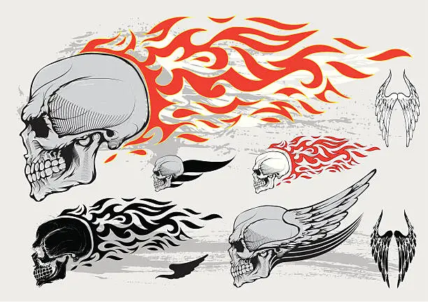 Vector illustration of Skull profile design elements