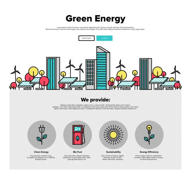 Vector illustration of Green energy flat line web graphics