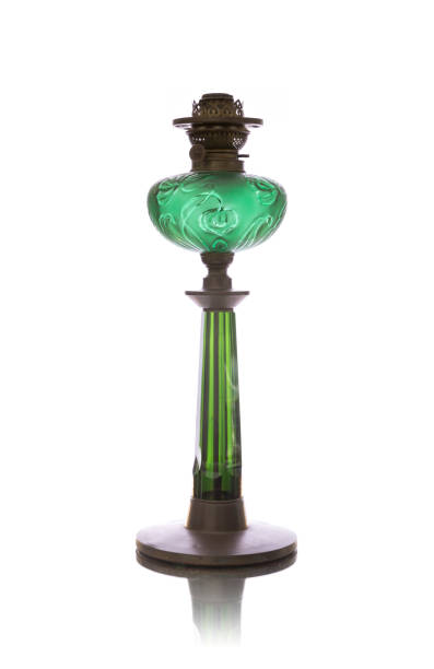 istock Antique oil lamp isolated on white background 928971684
