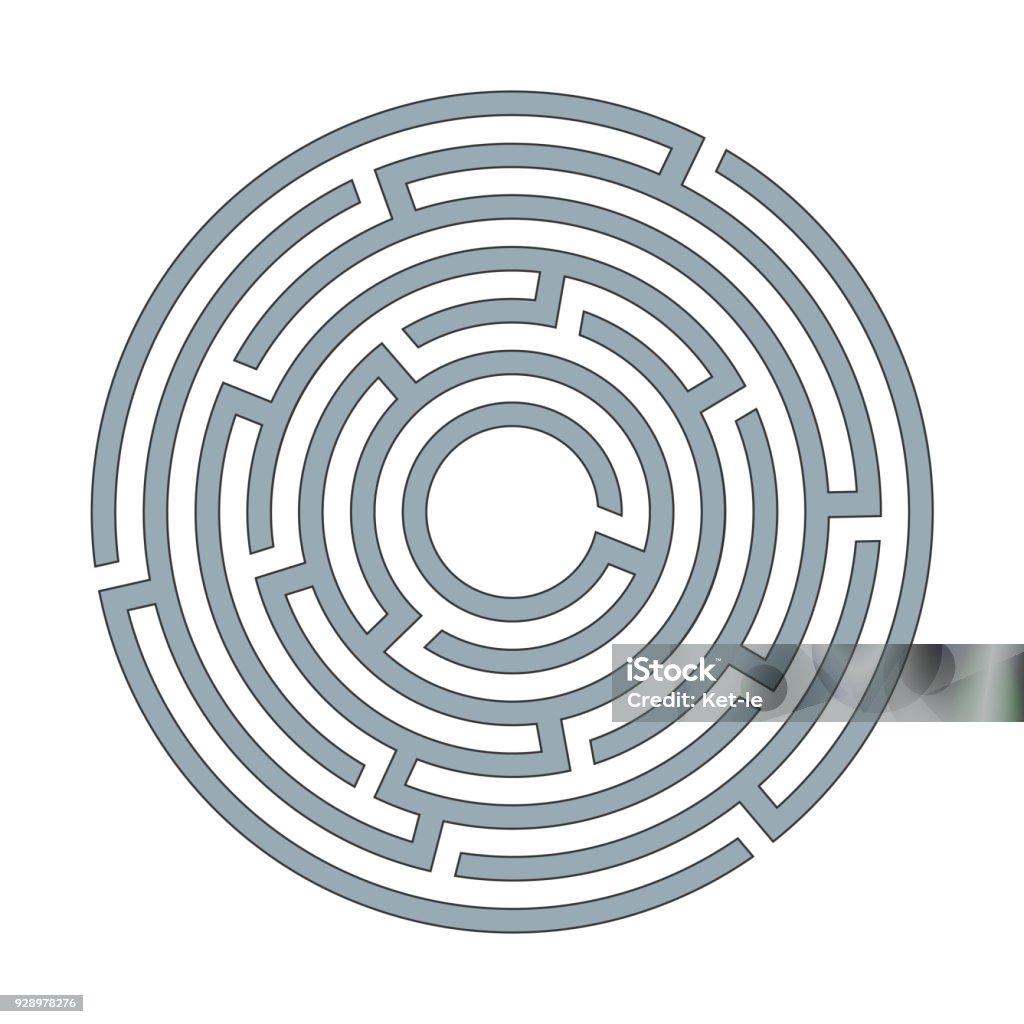 Mê Cung Mê Cung Hình Tròn Trừu Tượng Với Một Mục Nhập Và Lối Ra Một