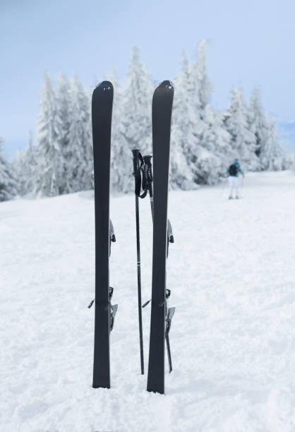 istock Pair of sticks stuck in snow 928995158