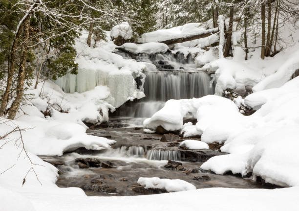 Winter Wonderland Waterfall stock photo