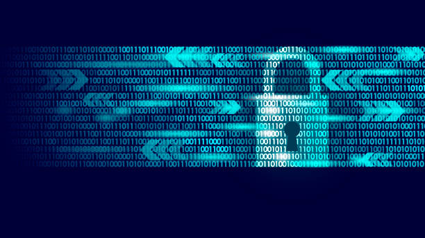 цифровой замок охранник подписать двоичный код номер. технология безопасности персональных данных больших данных закрыта замком. синий св - encryption stock illustrations