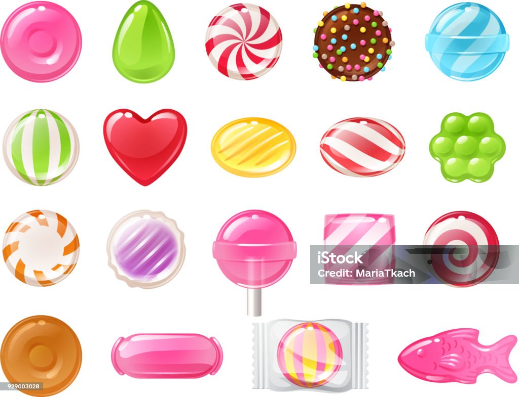 Farklı tatlılar kümesi. Çeşitli şekerler - Royalty-free Şekerleme Vector Art