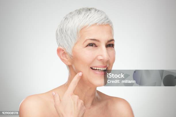 Close Up Of Senior Woman Stock Photo - Download Image Now - Face Lift, One Woman Only, Women