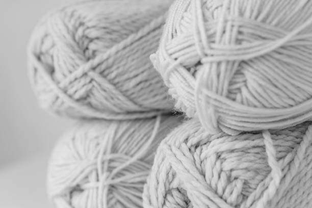 istock Texture, black and white, close-up of thick knitting yarn. Concept, vintage textures. 929009876