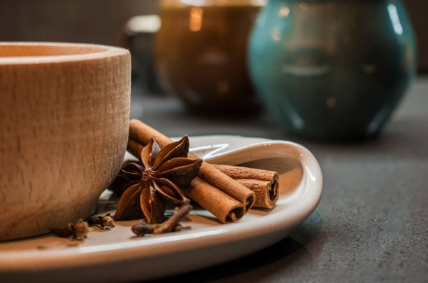 istock Indian tradition milk drink, masala chai tea with spices. 929009888