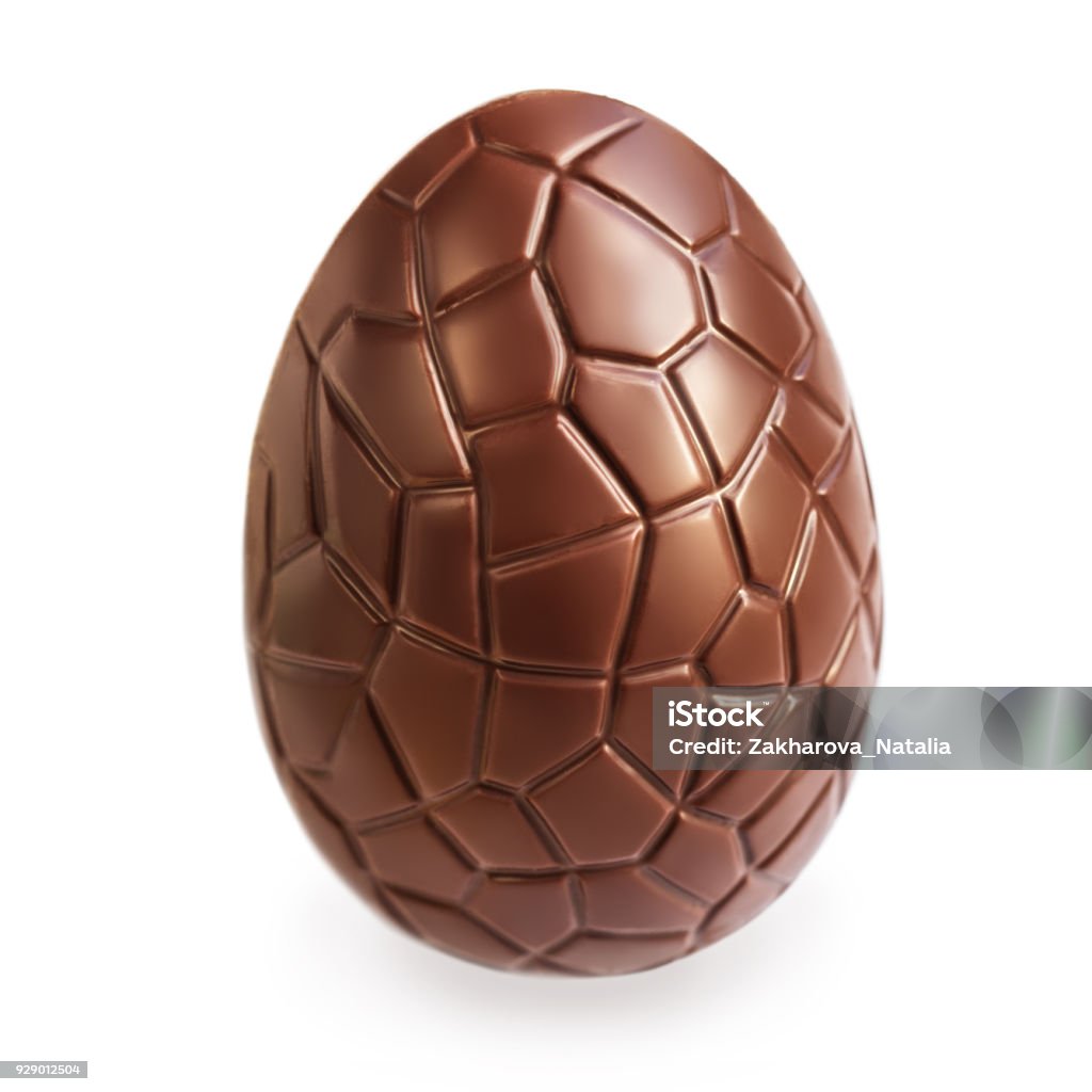 Chocolate Easter  egg  isolated on white background, close up Easter Egg Stock Photo