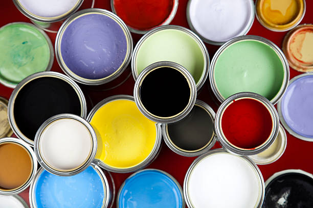 istock Cans and paint on the colourful background 92901967