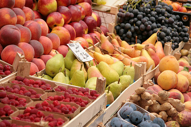 istock Various fresh fruits displayed at grocery store 92902334