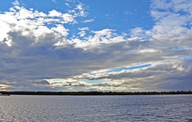 istock View on Volga river from Samara city atcloudy day, Blue sky with cumulus clouds 929023800