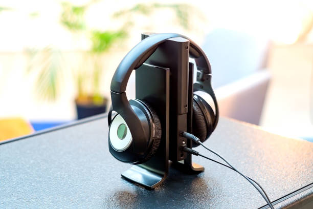 istock big black headphones standing on table 929024266
