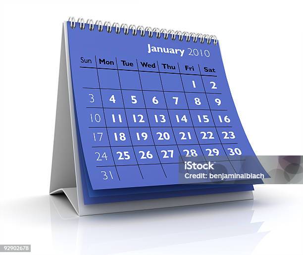 Januar 2010kalender Stockfoto und mehr Bilder von Blau - Blau, Datum, Dreidimensional