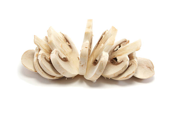 grande fungo a fette - edible mushroom white mushroom isolated white foto e immagini stock